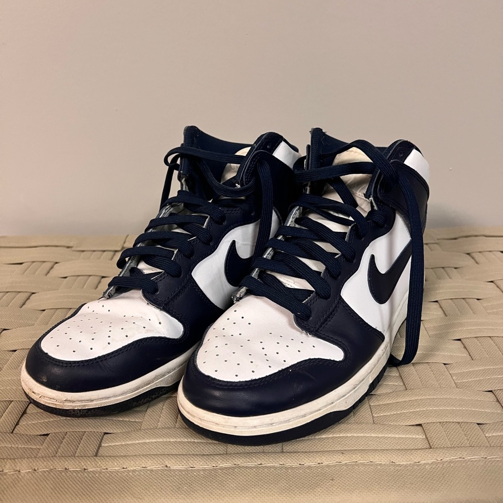 Nike White and Dark Blue High-Tops